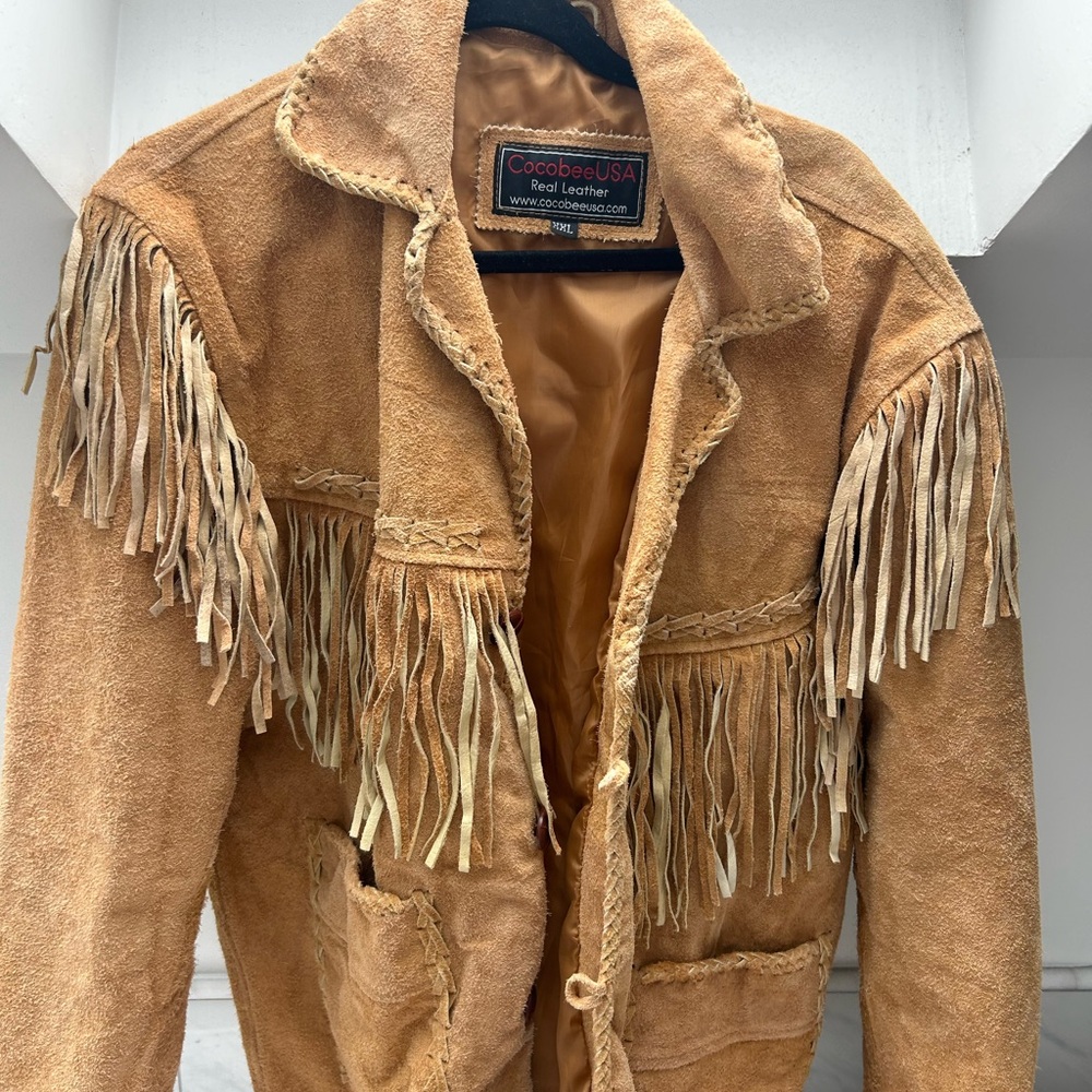 CocobeeUSA Real Leather Fringe Jacket XXL Western
